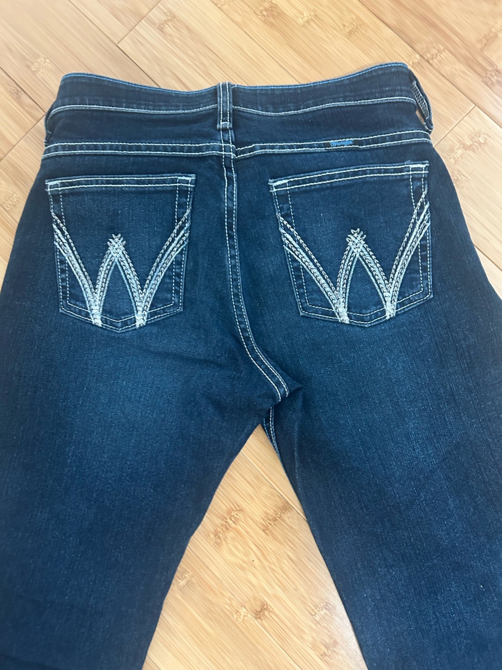 Wrangler Dark Blue Boot Cut Jeans with Embroidered Back Pockets